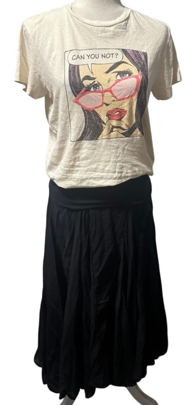 Hard Tail Forever Black Maxi Skirt Handkerchief Hem Foldover Waist Size S